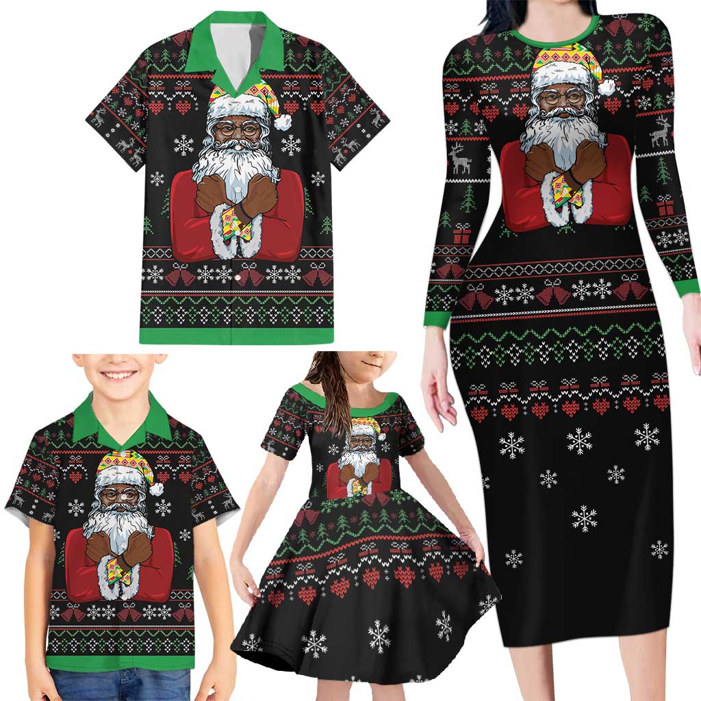 Santa Claus With African Traditional Costume Family Matching Long Sleeve Bodycon Dress and Hawaiian Shirt Christmas - Wonder Print Shop