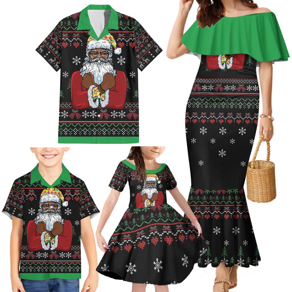 Santa Claus With African Traditional Costume Family Matching Mermaid Dress and Hawaiian Shirt Christmas - Wonder Print Shop