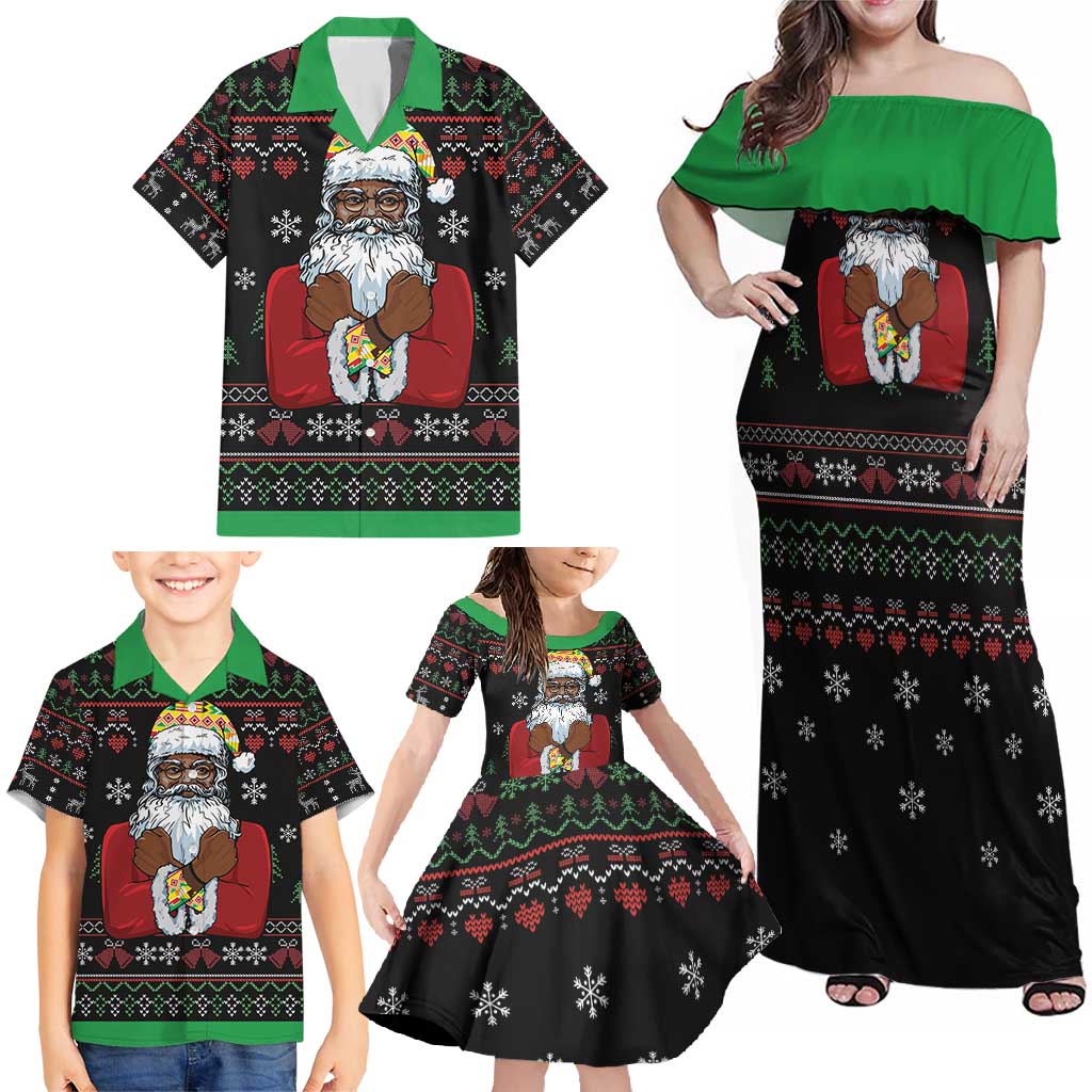 Santa Claus With African Traditional Costume Family Matching Off Shoulder Maxi Dress and Hawaiian Shirt Christmas - Wonder Print Shop
