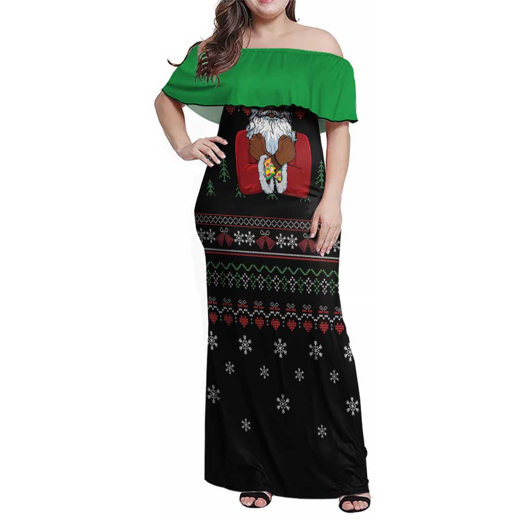 Santa Claus With African Traditional Costume Family Matching Off Shoulder Maxi Dress and Hawaiian Shirt Christmas - Wonder Print Shop