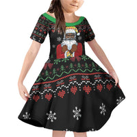Santa Claus With African Traditional Costume Family Matching Off Shoulder Short Dress and Hawaiian Shirt Christmas - Wonder Print Shop