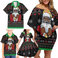 Santa Claus With African Traditional Costume Family Matching Off Shoulder Short Dress and Hawaiian Shirt Christmas - Wonder Print Shop