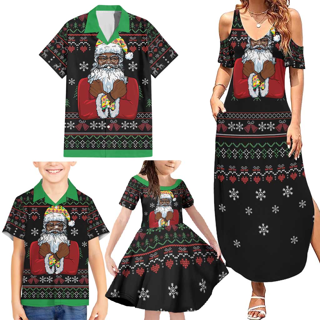 Santa Claus With African Traditional Costume Family Matching Summer Maxi Dress and Hawaiian Shirt Christmas - Wonder Print Shop