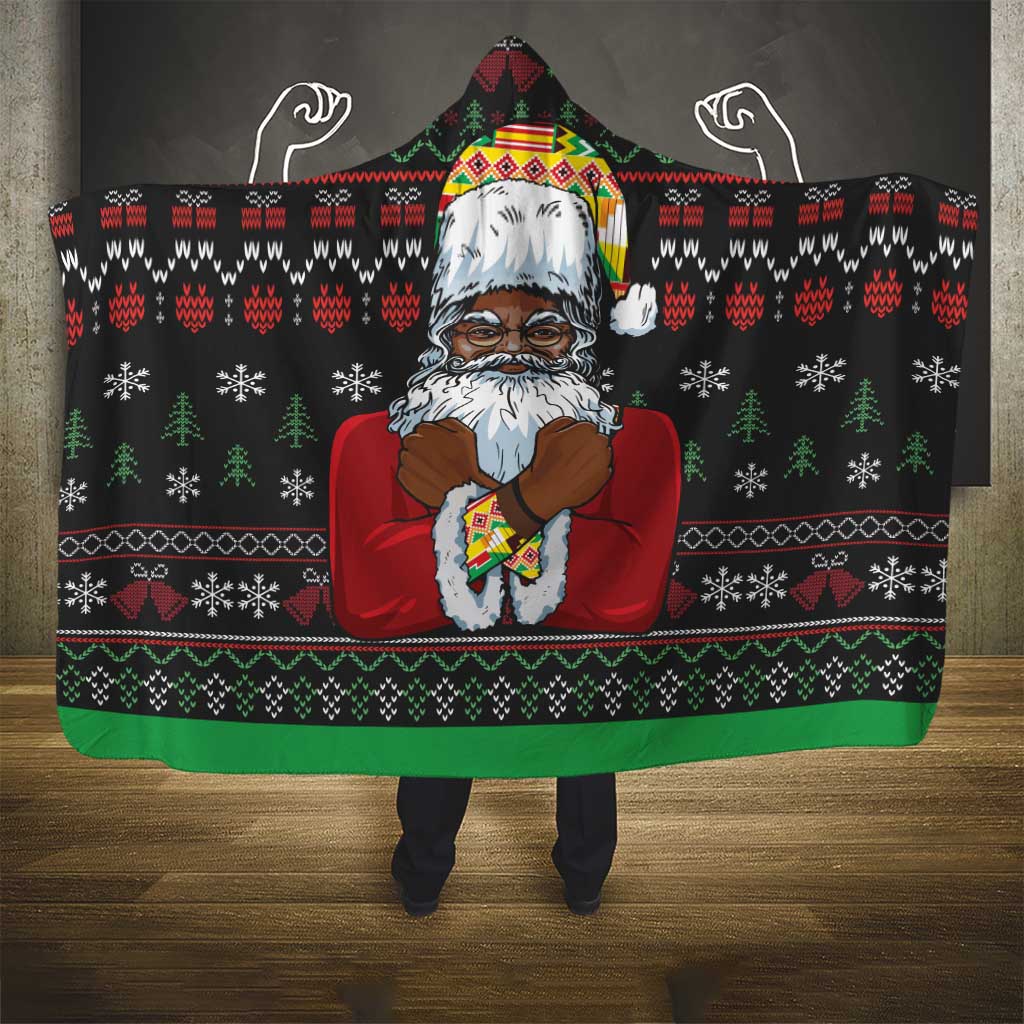 Santa Claus With African Traditional Costume Hooded Blanket Christmas