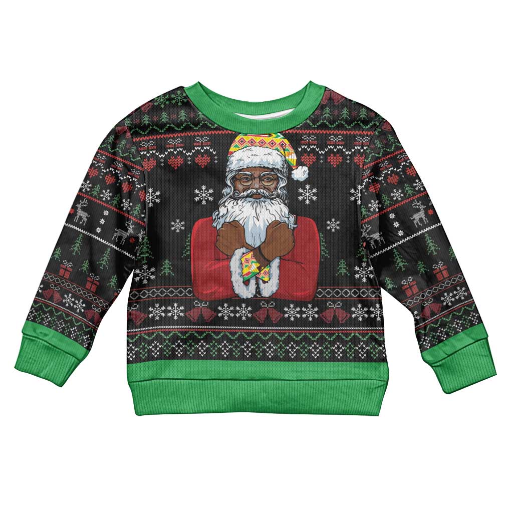 Santa Claus With African Traditional Costume Kid Ugly Christmas Sweater Christmas - Wonder Print Shop