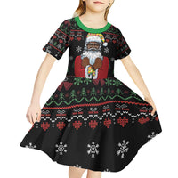 Santa Claus With African Traditional Costume Kid Short Sleeve Dress Christmas - Wonder Print Shop