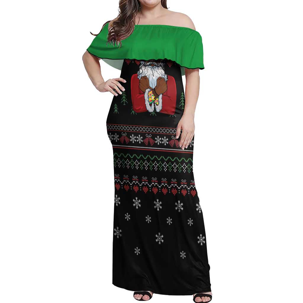 Santa Claus With African Traditional Costume Off Shoulder Maxi Dress Christmas - Wonder Print Shop
