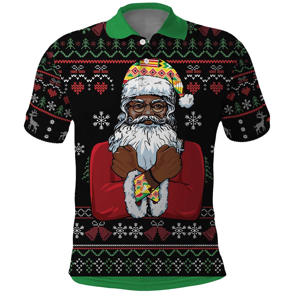 Santa Claus With African Traditional Costume Polo Shirt Christmas - Wonder Print Shop