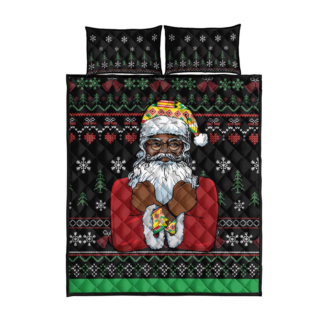 Santa Claus With African Traditional Costume Quilt Bed Set Christmas - Wonder Print Shop