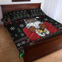 Santa Claus With African Traditional Costume Quilt Bed Set Christmas - Wonder Print Shop
