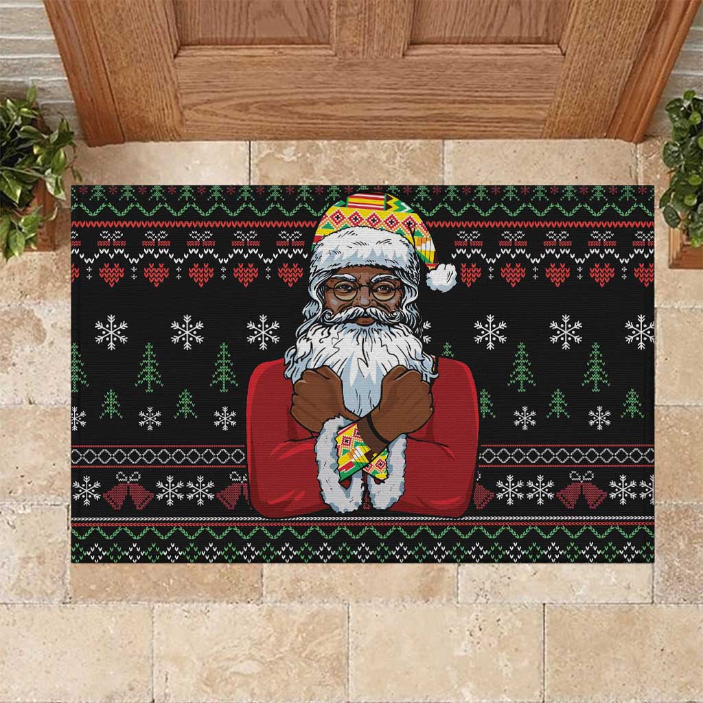 Santa Claus With African Traditional Costume Rubber Doormat Christmas - Wonder Print Shop