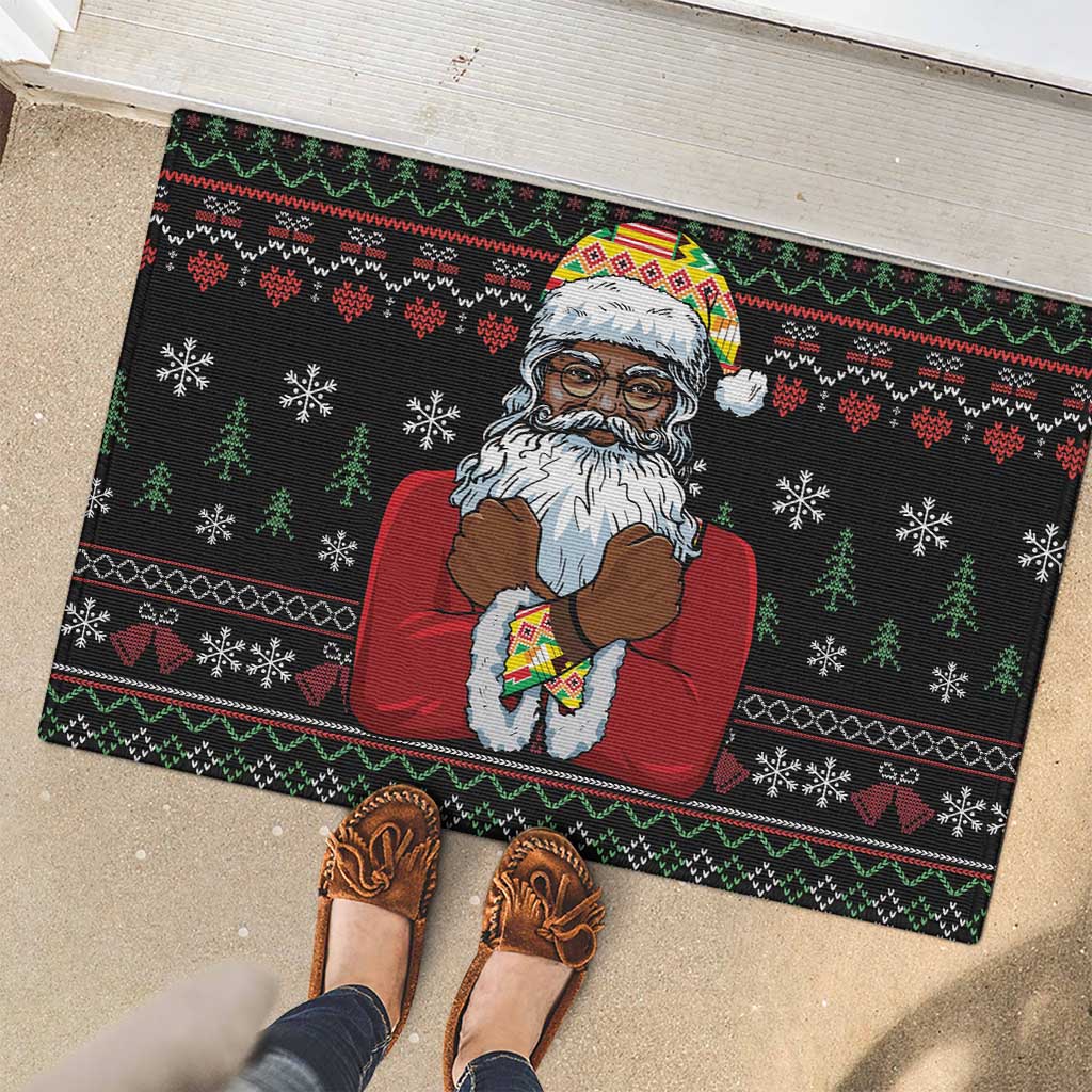 Santa Claus With African Traditional Costume Rubber Doormat Christmas - Wonder Print Shop