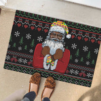 Santa Claus With African Traditional Costume Rubber Doormat Christmas - Wonder Print Shop