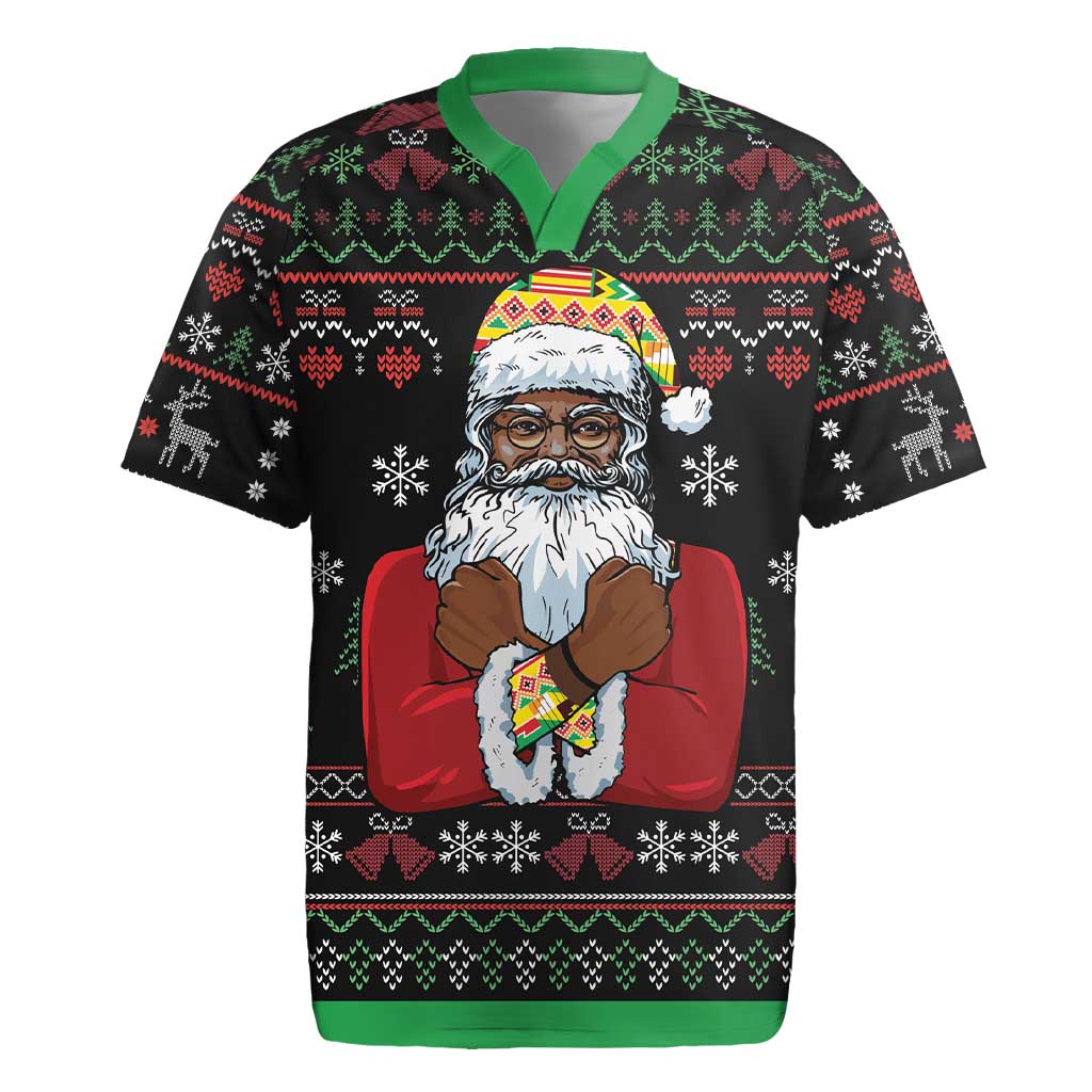 Santa Claus With African Traditional Costume Rugby Jersey Christmas - Wonder Print Shop