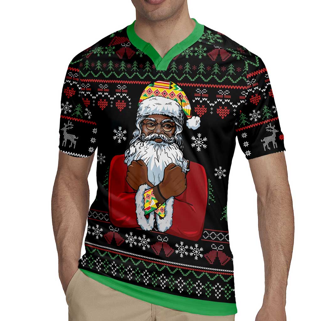 Santa Claus With African Traditional Costume Rugby Jersey Christmas - Wonder Print Shop