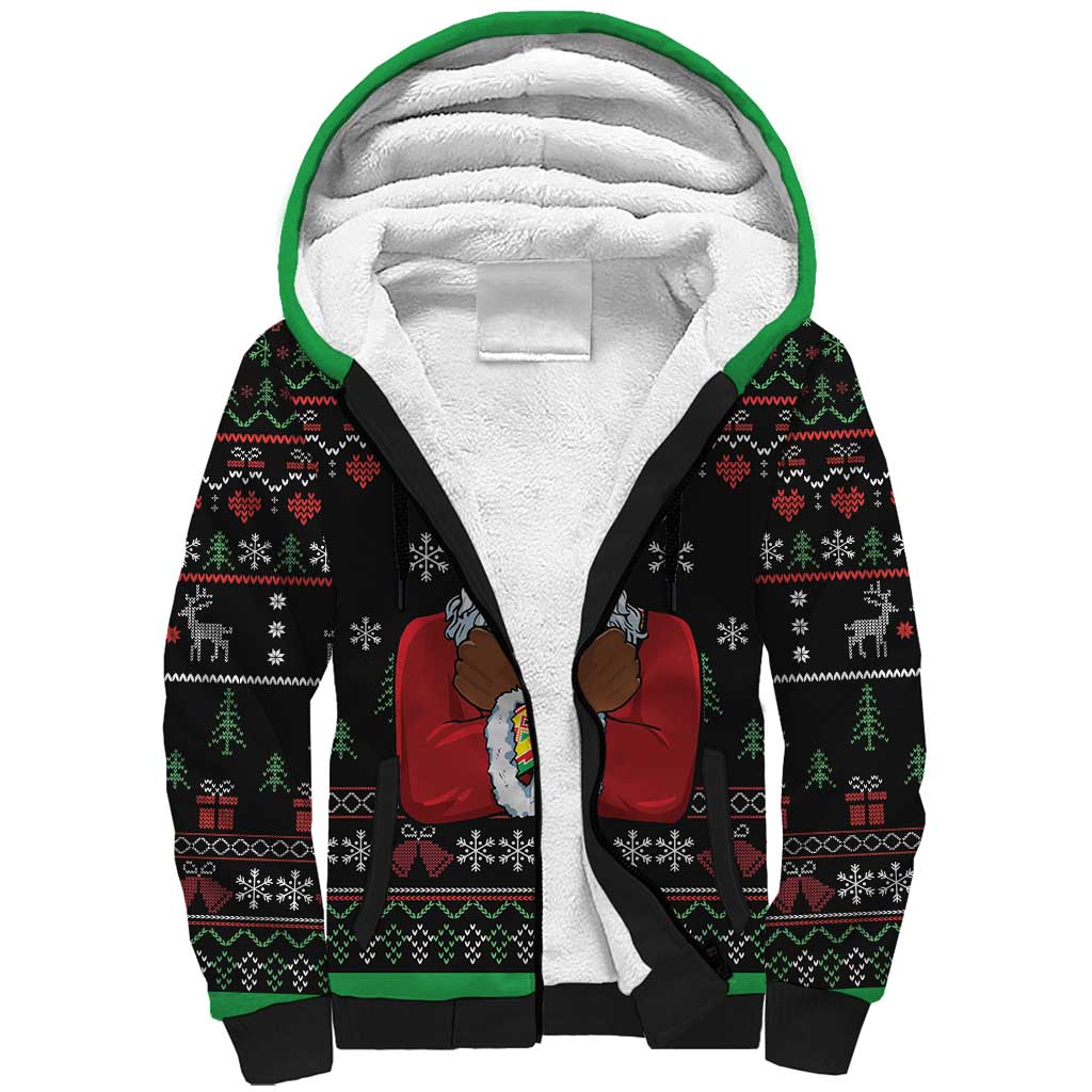 Santa Claus With African Traditional Costume Sherpa Hoodie Christmas - Wonder Print Shop