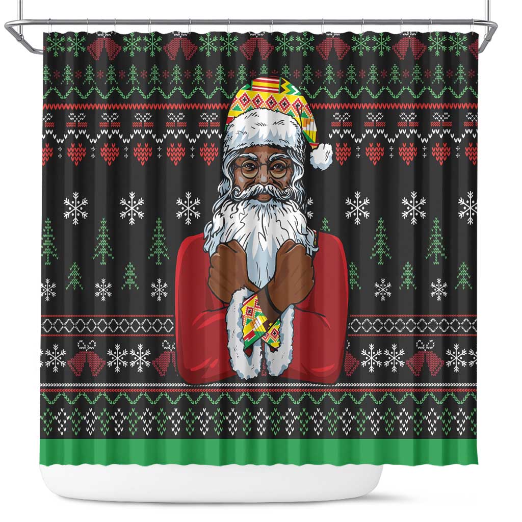 Santa Claus With African Traditional Costume Shower Curtain Christmas
