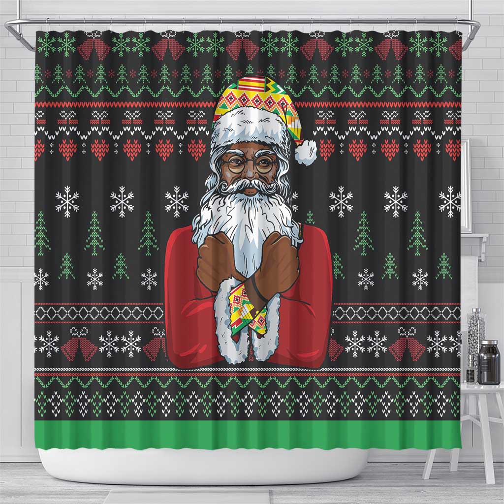 Santa Claus With African Traditional Costume Shower Curtain Christmas