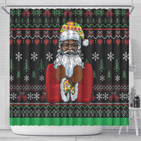 Santa Claus With African Traditional Costume Shower Curtain Christmas
