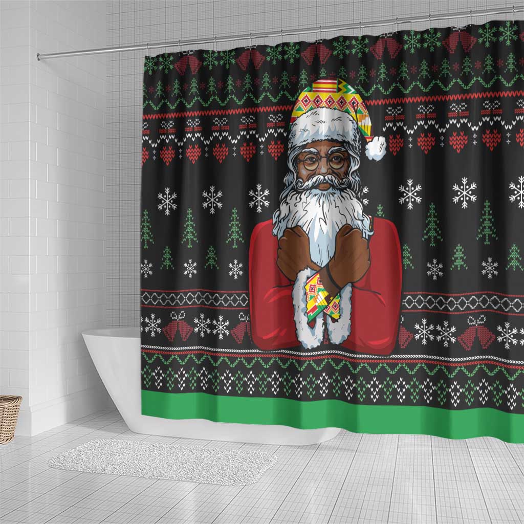 Santa Claus With African Traditional Costume Shower Curtain Christmas