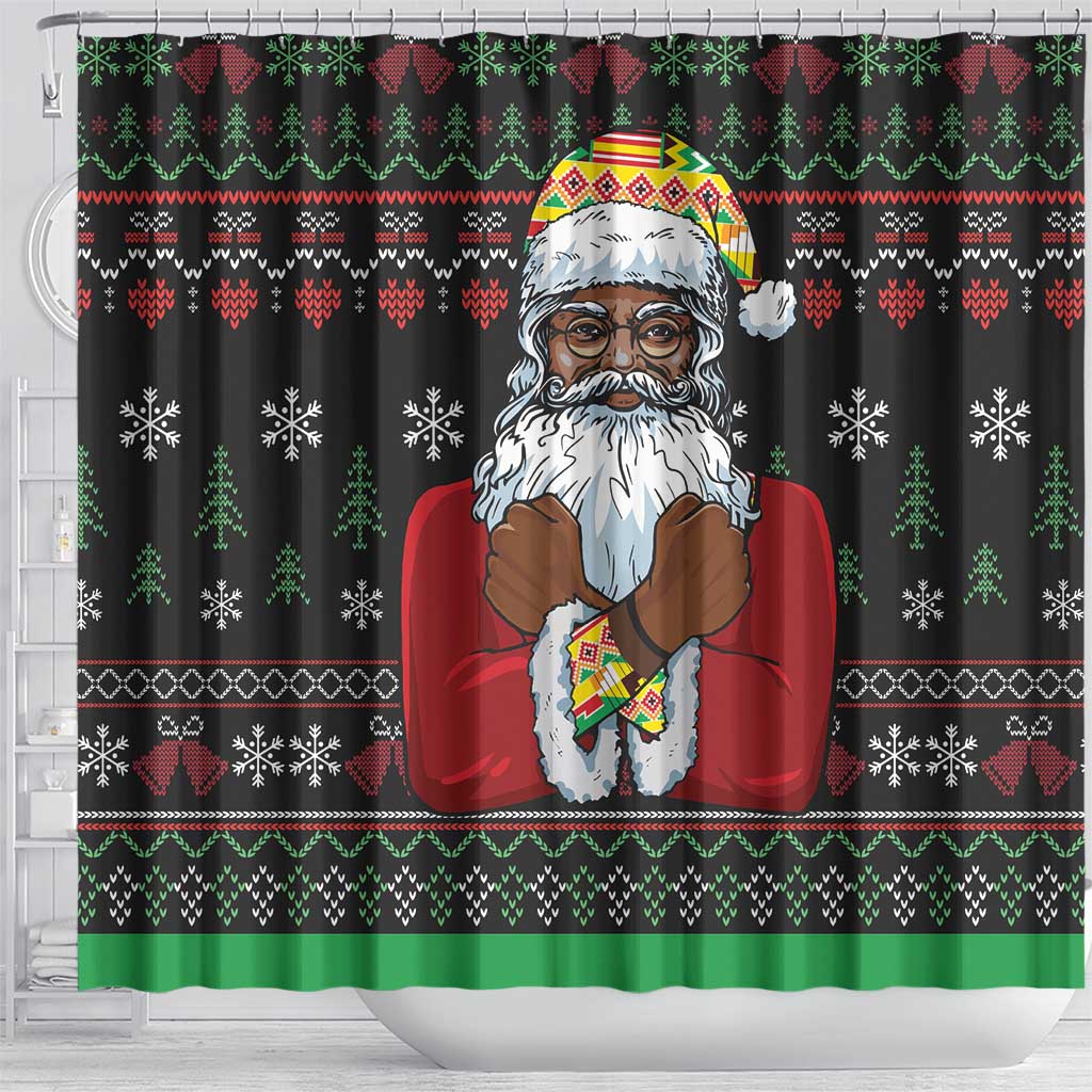 Santa Claus With African Traditional Costume Shower Curtain Christmas