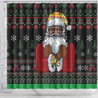 Santa Claus With African Traditional Costume Shower Curtain Christmas