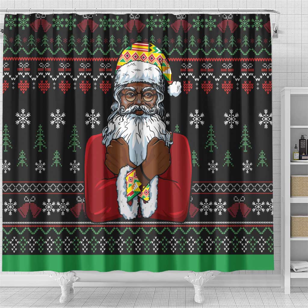 Santa Claus With African Traditional Costume Shower Curtain Christmas