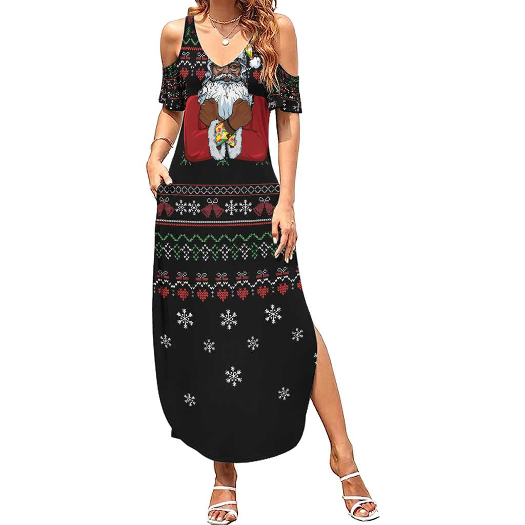Santa Claus With African Traditional Costume Summer Maxi Dress Christmas - Wonder Print Shop
