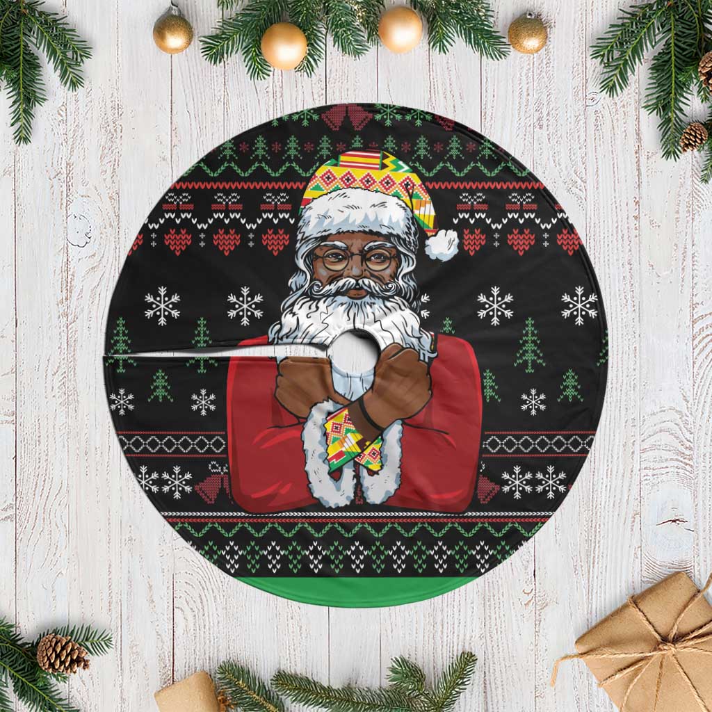 Santa Claus With African Traditional Costume Tree Skirt Christmas - Wonder Print Shop