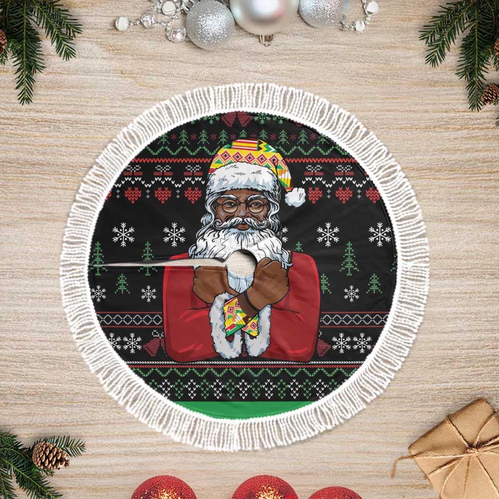 Santa Claus With African Traditional Costume Tree Skirt Christmas - Wonder Print Shop