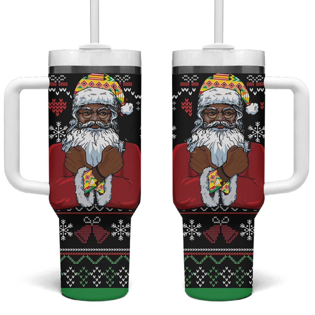 Santa Claus With African Traditional Costume Tumbler With Handle Christmas - Wonder Print Shop