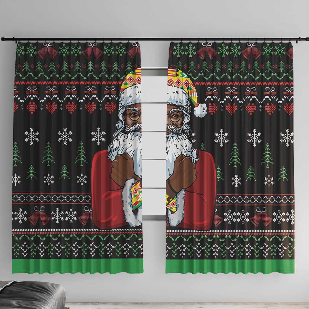 Santa Claus With African Traditional Costume Window Curtain Christmas - Wonder Print Shop