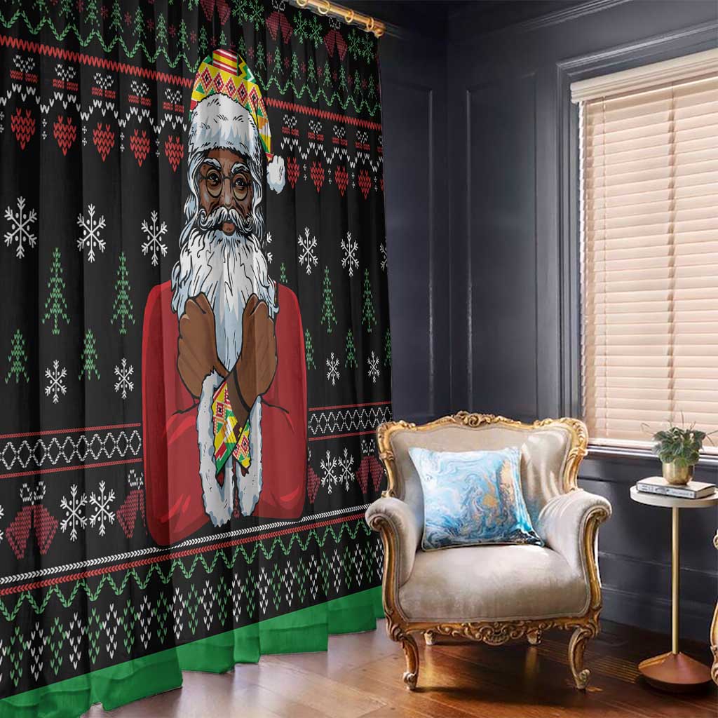 Santa Claus With African Traditional Costume Window Curtain Christmas - Wonder Print Shop