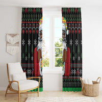 Santa Claus With African Traditional Costume Window Curtain Christmas - Wonder Print Shop