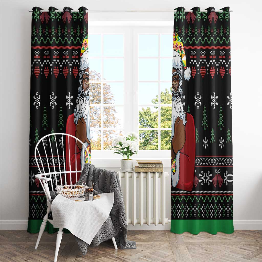 Santa Claus With African Traditional Costume Window Curtain Christmas - Wonder Print Shop