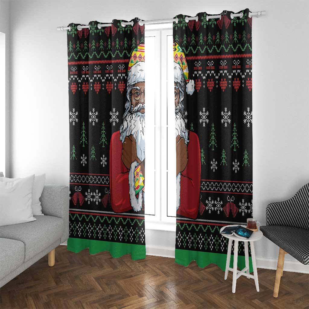 Santa Claus With African Traditional Costume Window Curtain Christmas - Wonder Print Shop