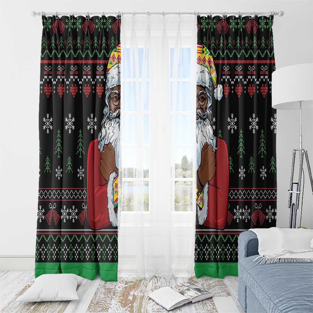 Santa Claus With African Traditional Costume Window Curtain Christmas - Wonder Print Shop