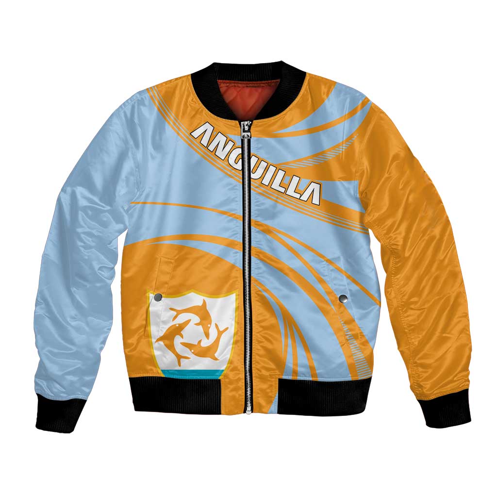 Anguilla Bomber Jacket Coat Of Arms Cricket Style - Wonder Print Shop