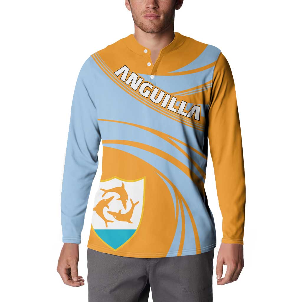 Anguilla Button Sweatshirt Coat Of Arms Cricket Style - Wonder Print Shop