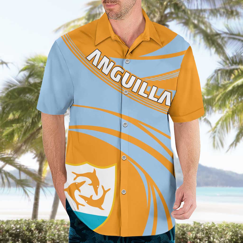 Anguilla Hawaiian Shirt Coat Of Arms Cricket Style - Wonder Print Shop