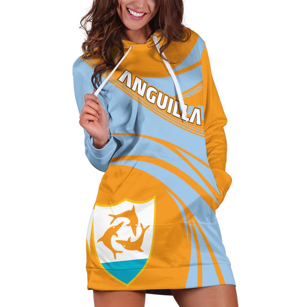 Anguilla Hoodie Dress Coat Of Arms Cricket Style - Wonder Print Shop