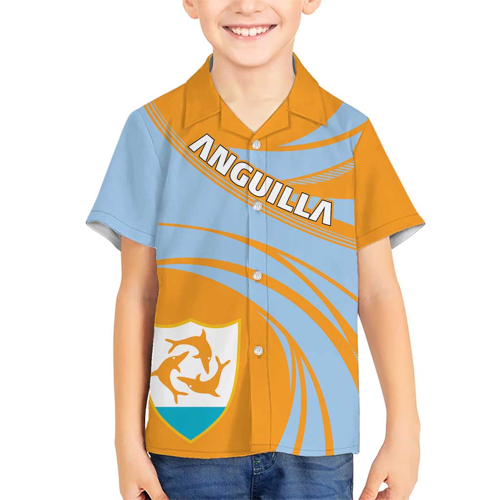 Anguilla Kid Hawaiian Shirt Coat Of Arms Cricket Style - Wonder Print Shop