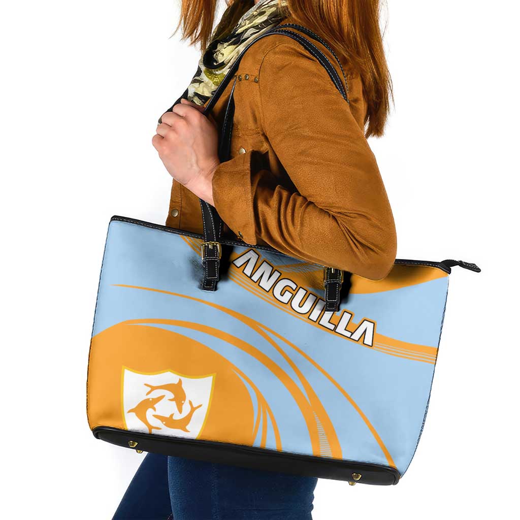 Anguilla Leather Tote Bag Coat Of Arms Cricket Style - Wonder Print Shop