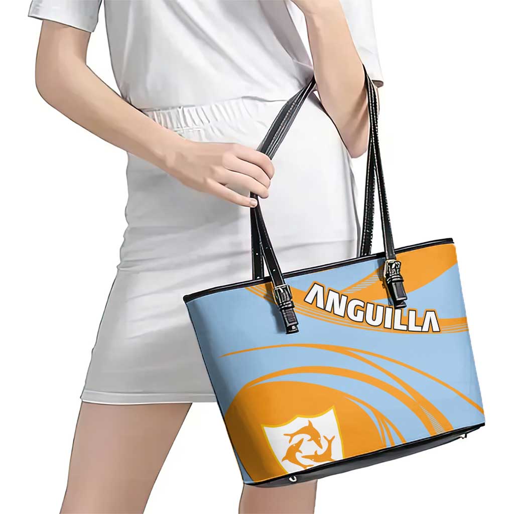 Anguilla Leather Tote Bag Coat Of Arms Cricket Style - Wonder Print Shop
