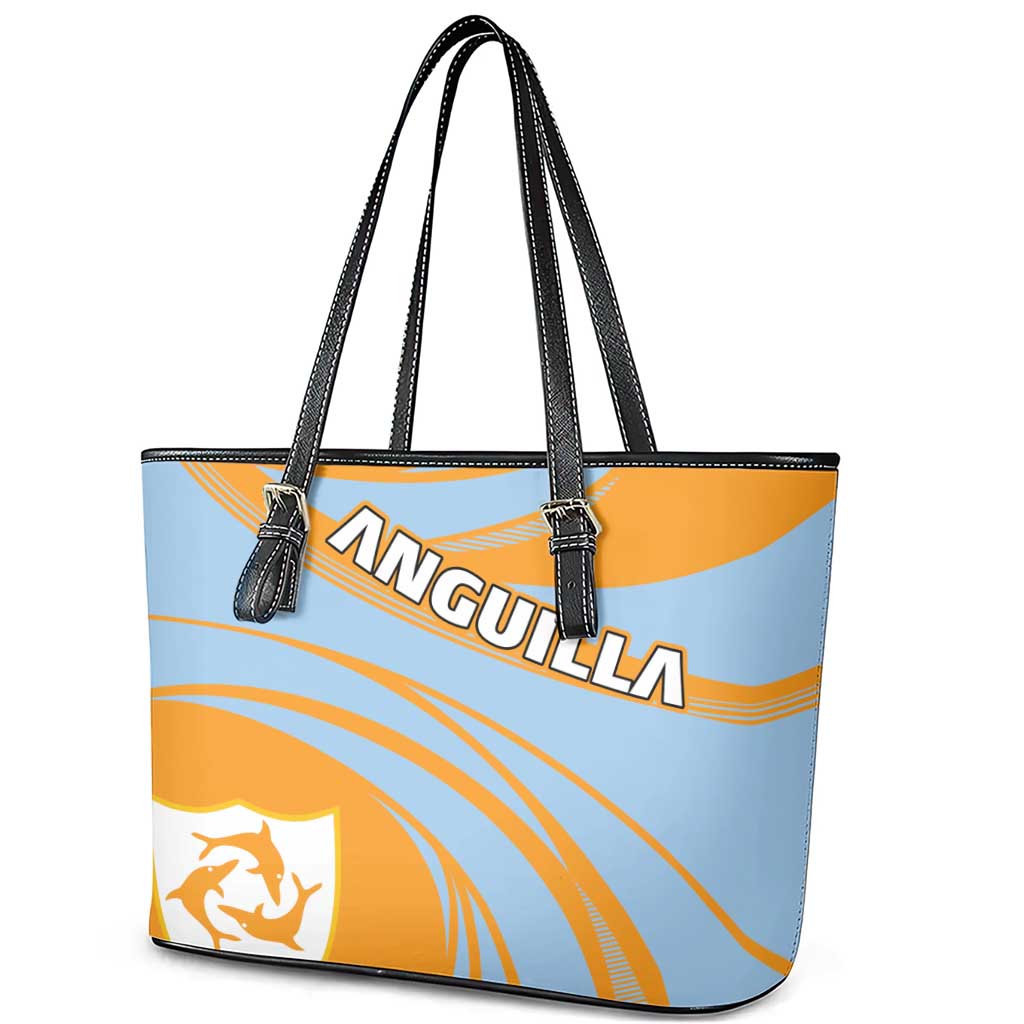 Anguilla Leather Tote Bag Coat Of Arms Cricket Style - Wonder Print Shop