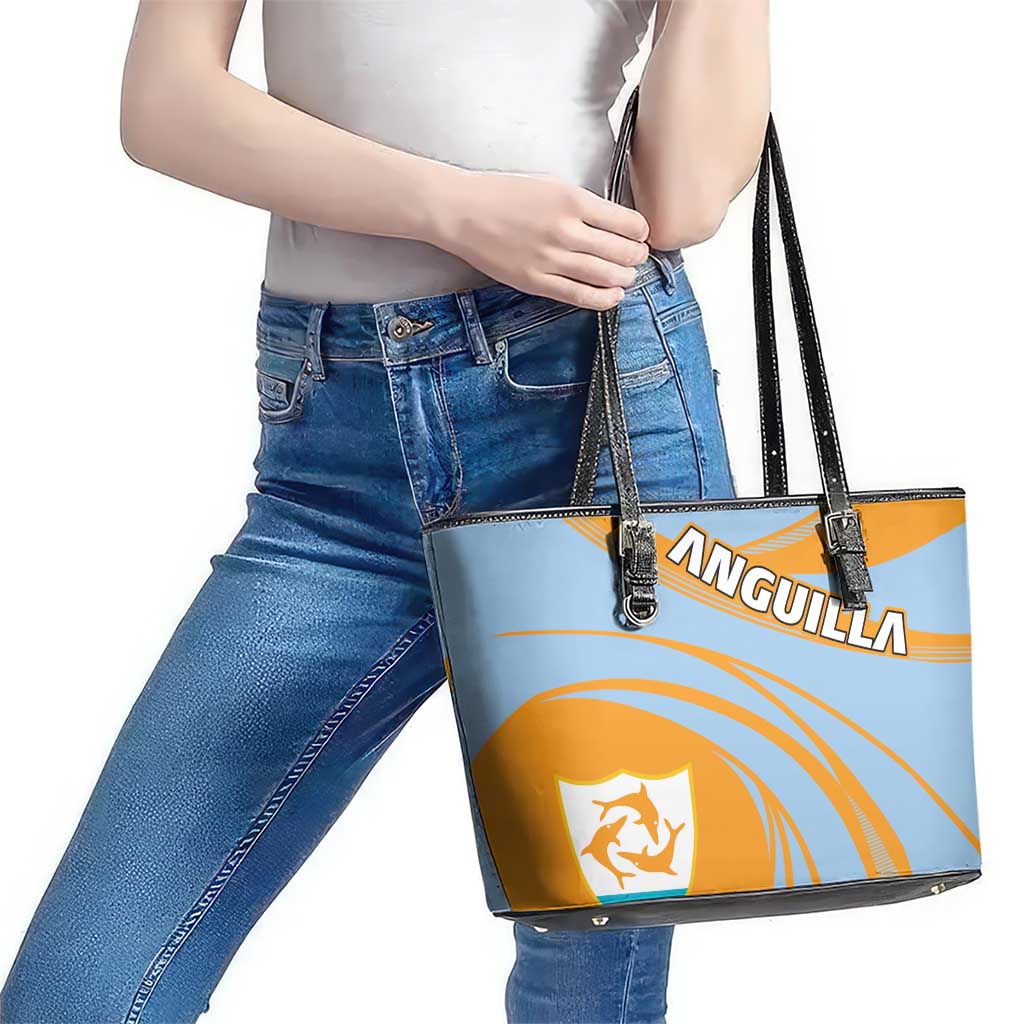 Anguilla Leather Tote Bag Coat Of Arms Cricket Style - Wonder Print Shop