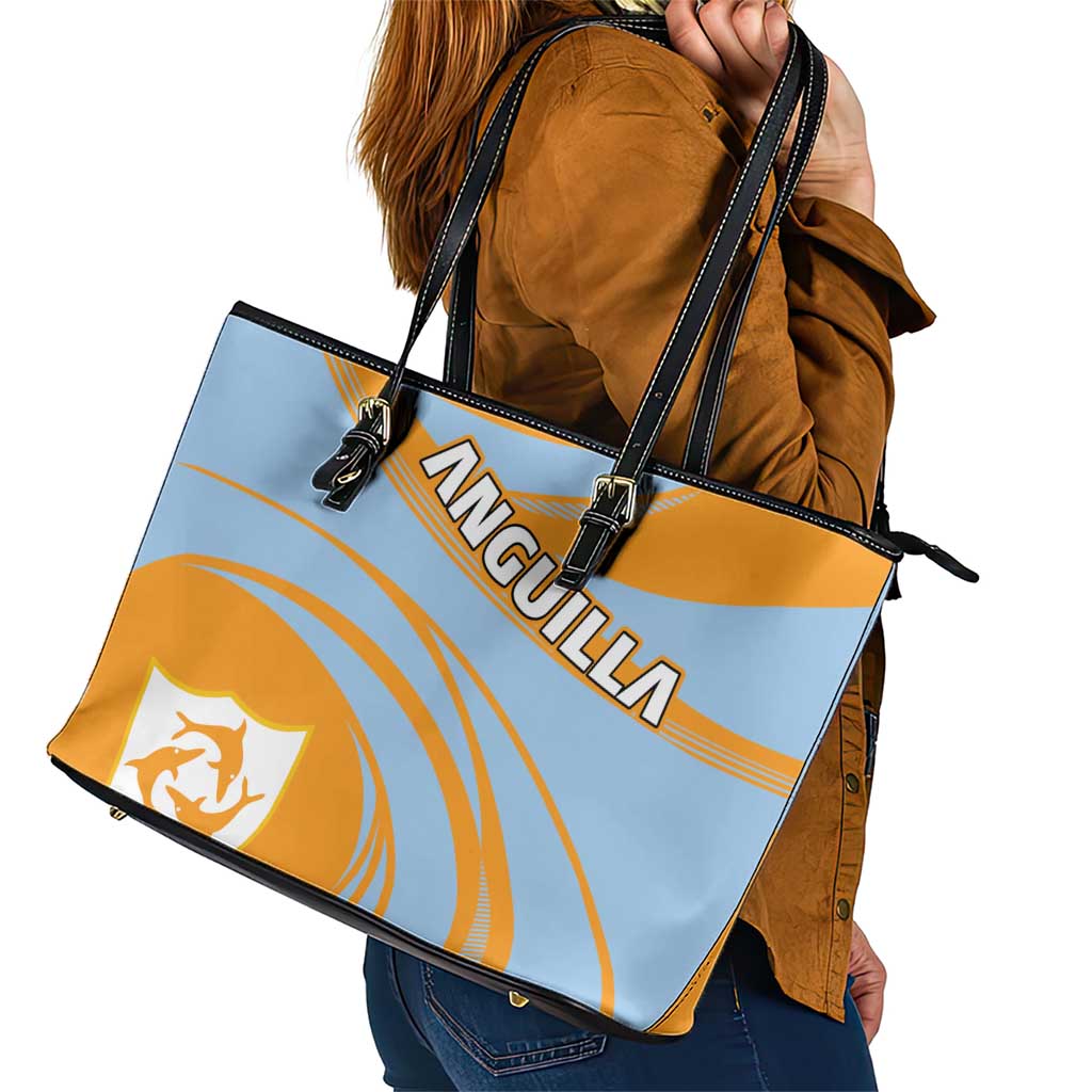 Anguilla Leather Tote Bag Coat Of Arms Cricket Style - Wonder Print Shop