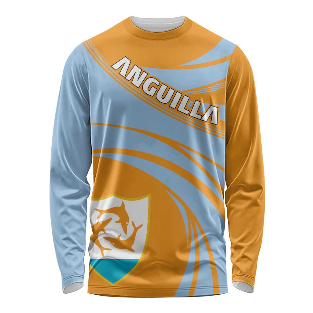 Anguilla Long Sleeve Shirt Coat Of Arms Cricket Style - Wonder Print Shop
