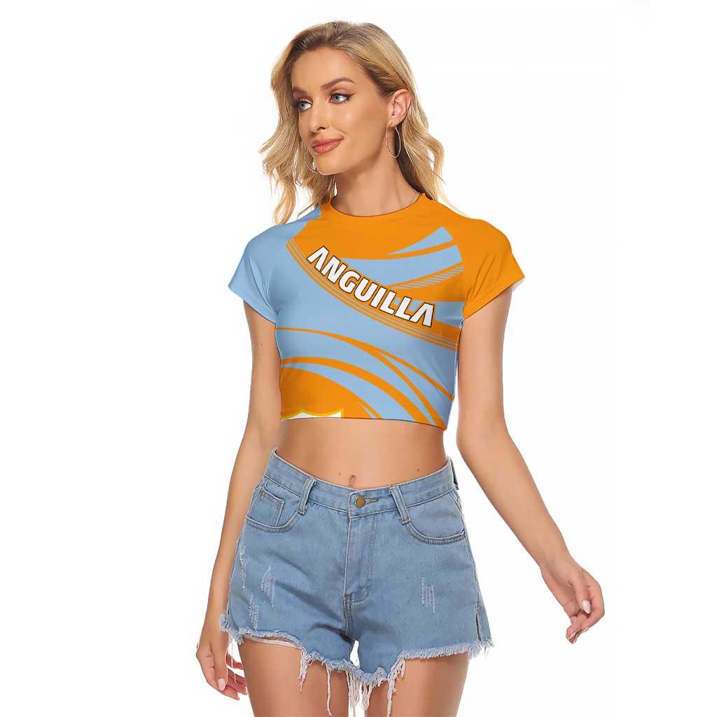 Anguilla Raglan Cropped T Shirt Coat Of Arms Cricket Style - Wonder Print Shop