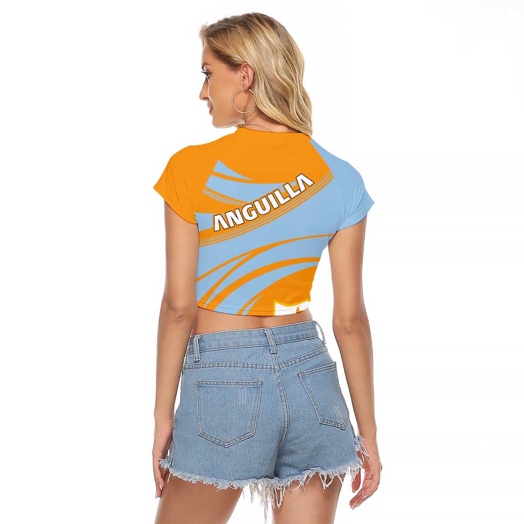 Anguilla Raglan Cropped T Shirt Coat Of Arms Cricket Style - Wonder Print Shop